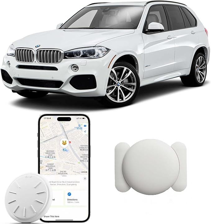 GPS Tracker for Vehicles, 1PCS Tracker Device for Vehicles, Work with Find My (iOS Only), Tracking Devices for Cars Hidden with Magnetic Case, No Monthly Fee Car Tracker, White