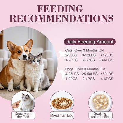 Dylan's cabin Freeze Dried Chicken Cat & Dog Treats - High Protein Dental Bites with Bone-in Thigh, Egg Yolk Training Kitten Puppy Snack for Coat Oral Health, 46pcs