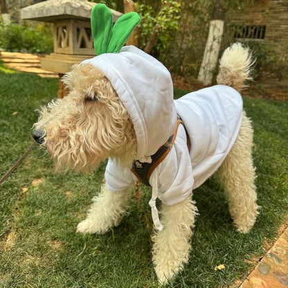 Pet Clothing Dog Transformation Frog Hoodie Autumn and Winter Warm Small Large Dog Method Dou Cat Bullfighting Clothes (White Radish,XL)