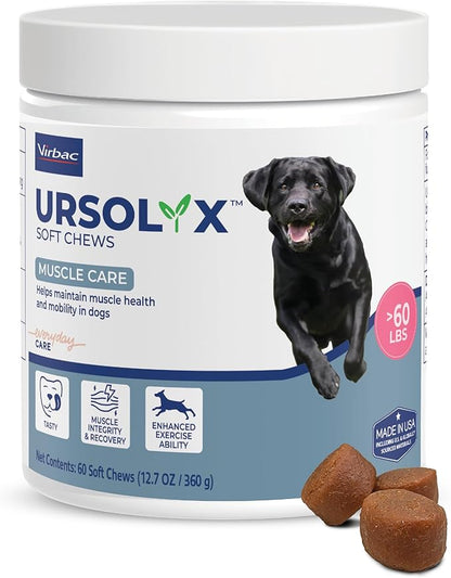 Virbac URSOLYX™ Soft Chews for Dogs | Muscle Health Support for Senior, Active or Recovering Dogs, Large Over 60lbs | 60 Count 2- Month Supply