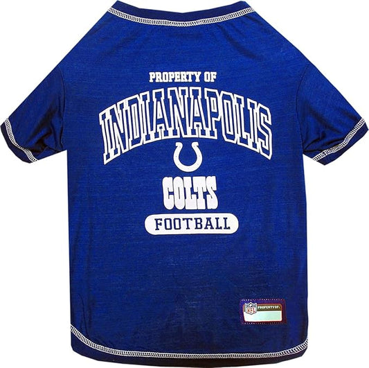 NFL Indianapolis Colts Dog T-shirt Small. - Licensed Shirt for Pets Team Colored with Team Logos- Premium Stretchable Materials for the comfort of your Dog & Cat