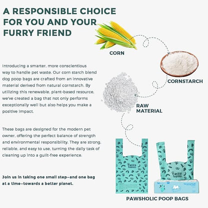 Cat Litter Disposal Bags and Dog Poop Bags with Handle,Cornstarch Based Extra Thick and Guaranteed Leak Proof Poop bags for Kitty and Doggy(180 Count 1.1 Gallon,Unscented)