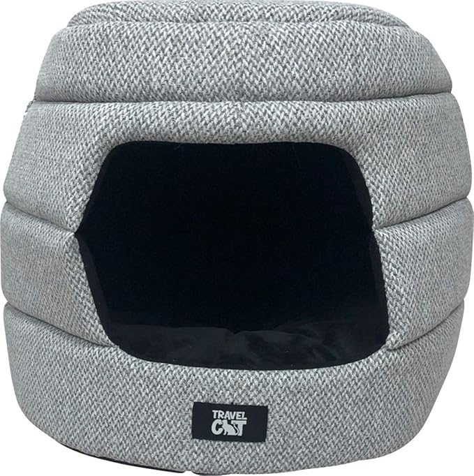 Travel Cat Meowbile Indoor Cat House - 25x18x17 inches Premium Convertible and Durable Hideaway Cat Bed and Cave (Gray, Medium)