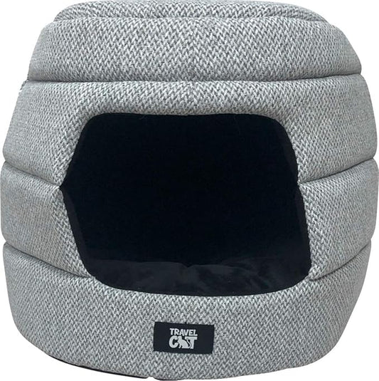 Travel Cat Meowbile Indoor Cat House - 25x18x17 inches Premium Convertible and Durable Hideaway Cat Bed and Cave (Gray, Medium)