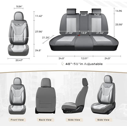 Coverado Car Seat Covers with Lumbar Support, Front Covers for Cars, Universal Automotive Seat Cover, Waterproof, Leather Car Seat Cushion, Interior Seat Protectors for Most Cars