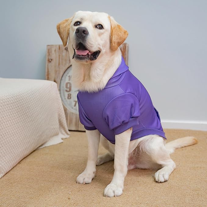 KOOLTAIL Dog Hoodie for Large Medium Small Dogs,Soft and Warm Pet Sweater with Leash Hole and Pocket Boy Girl,Puppy Fall Winter Jacket Clothes,French Pitbull Cold Weather Coat Sweatshirt,Purple L