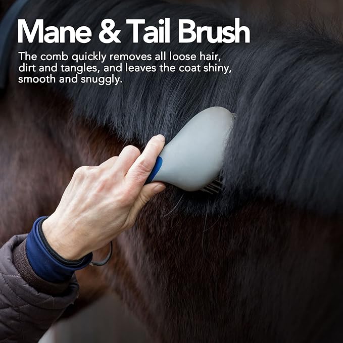 Harrison Howard ShineWell Humanized Design Non-Slip Ultra-Soothing Mane and Tail Brush for Horse