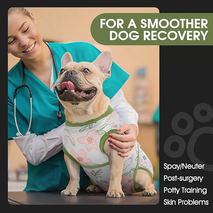 FUAMEY Dog Recovery Suit Male,Dogs Surgery Neuter Suits Puppy Spay Shirts for Female Protect Dog's Skin Anti Licking Abdominal Wounds Doggie Onesie Pet Bodysuit Alternative to Cone Rabbit Flower M