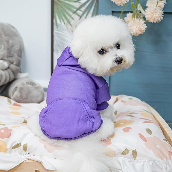 KOOLTAIL Dog Hoodie for Large Medium Small Dogs,Soft and Warm Pet Sweater with Leash Hole and Pocket Boy Girl,Puppy Fall Winter Jacket Clothes,French Pitbull Cold Weather Coat Sweatshirt,Purple M