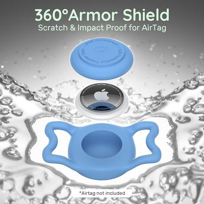IP68 Waterproof Dog AirTag Holder for Dog Collar, Soft, Stretchy Silicone | Full-Body Protection, Easy Tool-Free Installation, Quiet, No-Dangle Fit, Lightweight, Fits Dog & Cat Collars of All Widths
