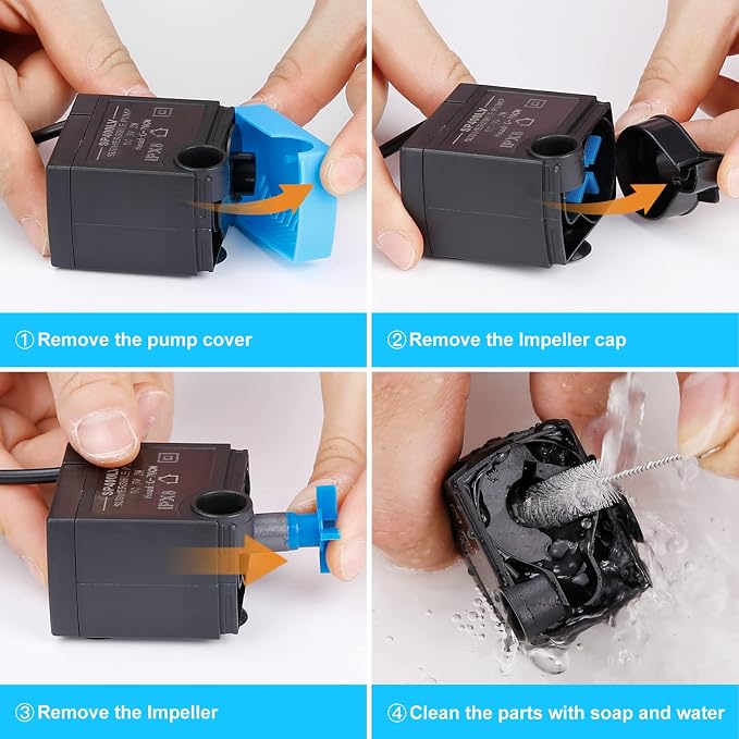 SP-400LV Cat Water Fountain Pump, Cat Fountain USB Replacement Pump with Adapter Compatible with Ceramic, Butterfly, Seaside, Stainless Steel, 360 Plastic Pet Water Fountain