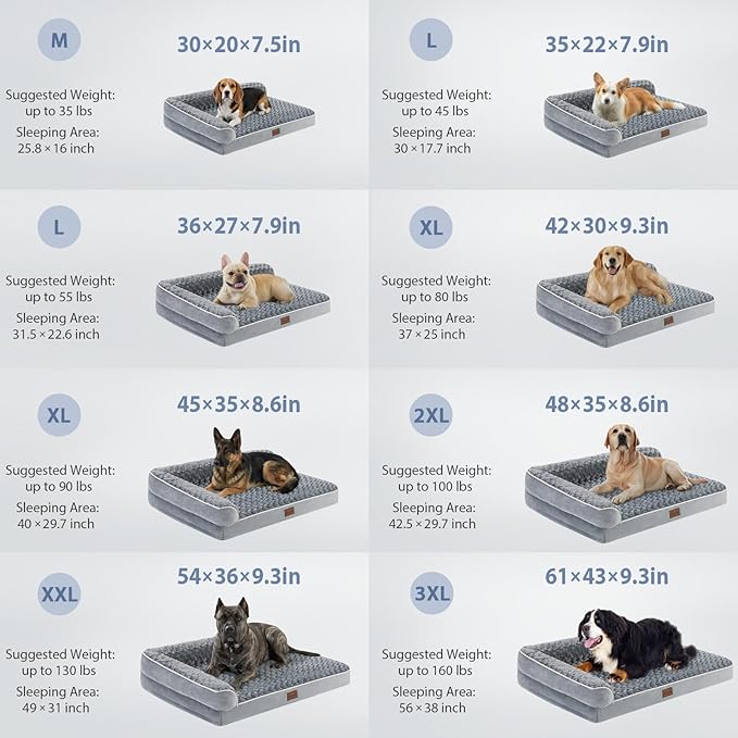 BFPETHOME Orthopedic Dog Beds for Extra Large Dogs, Waterproof Sofa XXL Dog Bed with Sides, Non-Slip Bottom and Egg-Crate Foam Big Pet Couch Bed with Washable Removable Cover,Pet Bed for Large Dogs