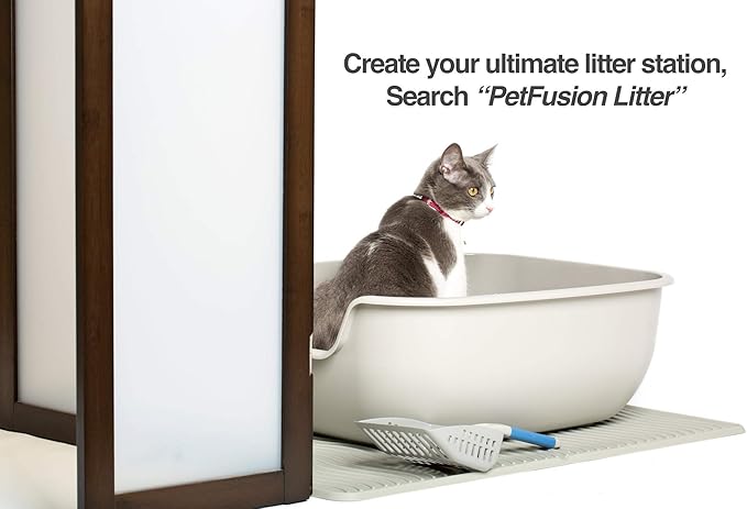 PetFusion Privacy Screen Cat Litter Box Furniture, 48"L x 0.6"W x 36"H, Walnut Brown