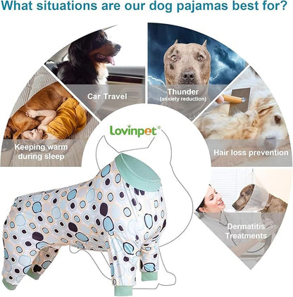 LovinPet Pitbull Large Dog Clothes, Wound Care/Post Surgery Dog Clothes, Lost World Dinosaurs Print, UV Protection, Pet Anxiety Relief, Large Dog Onesies, Pitbull Clothes, Grey M