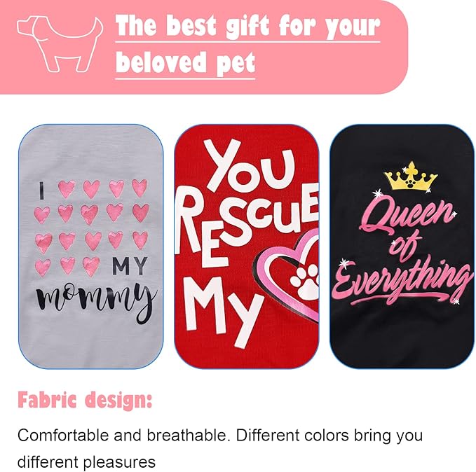 6 Pack Dog Clothes for Small Dogs, Soft and Breathable Puppy Kitten Dog Shirts with Letters for Pet Cats, Winter Dogs T-Shirt Apparel Sleeveless Vests for Chihuahua Yorkies (L)
