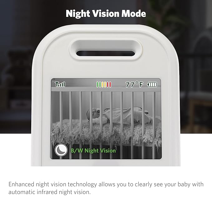 LeapFrog LF2423 Baby Monitor – 2.8” IPS LCD Screen, 1000ft Range, Night Vision, 2‑Way Audio, Lullabies, Temperature Sensor, Secure No‑WiFi Transmission