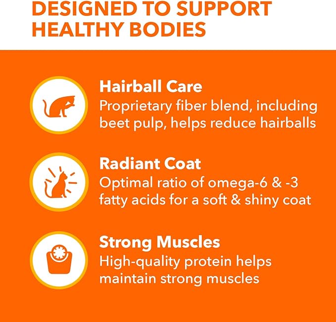 IAMS Proactive Health Dry Cat Food Hairball Care, Adult Cat Food, with Real Chicken and Salmon, 16 lb. Bag