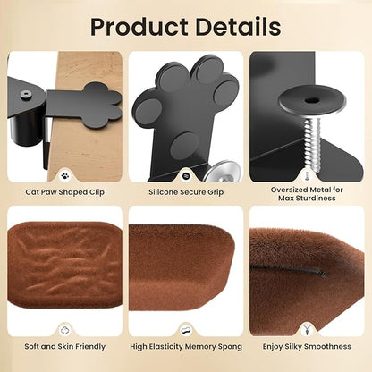 Cat Bed for Desk -Rotating Silent Stability, Cat Desk Bed with Elasticity Memory Sponge, Removable Washable Bed Cover, Soft Comfortable, Suitable for Home & Office (Brown)