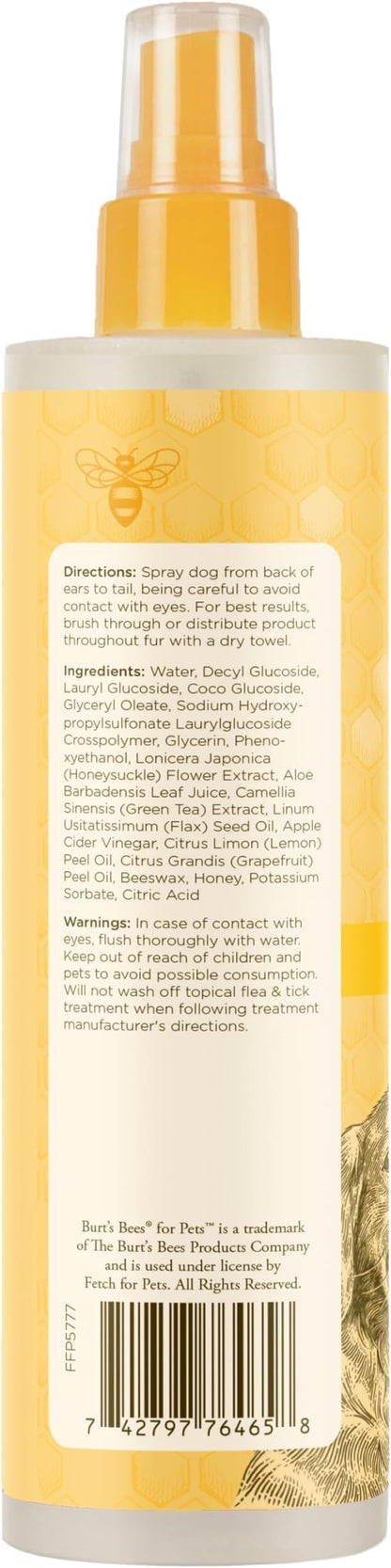 Burt's Bees for Pets Dog Detangling Spray, Natural Leave-In Coat Detangler & Dog Deodorizing Grooming Spray with Lemon, pH Balanced for Dogs, Paraben & Sulfate Free, 10 Fl Oz - 6 Pack
