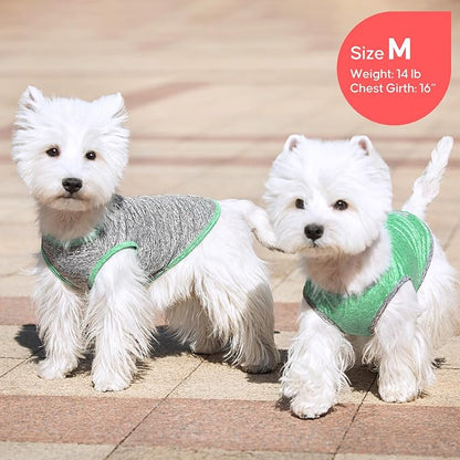 KYEESE 2Pack Dog Shirt, Lightweight Sun Protection Sleeveless Dog T Shirts for Small Medium Dogs Boy, Breathable Pet Reflective Tank Top Summer Dogs Clothes for Outdoor Walking, Grey+Dark Green, XL