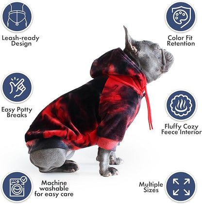 Spark Paws Dog Hoodie – Premium Dog Sweater for Small, Medium, and Large Dogs | Warm Outfits for French Bulldogs, Pitbull, Puppy, Winter Jacket Alternative - Red & Black - L