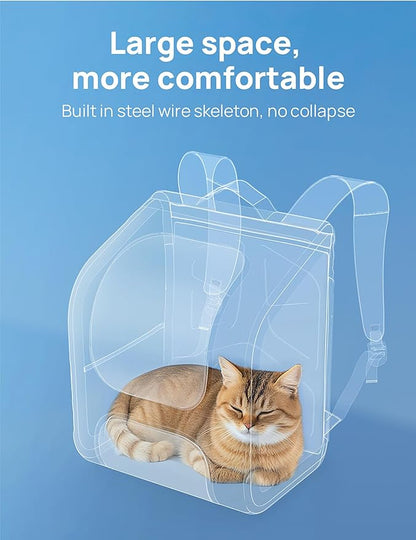 Pecute Cat Backpack Carrier Expandable, Large Space Cat Bubble Backpack, Breathable Cat Carrier, Shaded Dog Backpack Carrier for Travel, Hiking, Vet,12.6" L x 10.2" W x 16.5" H, Gray