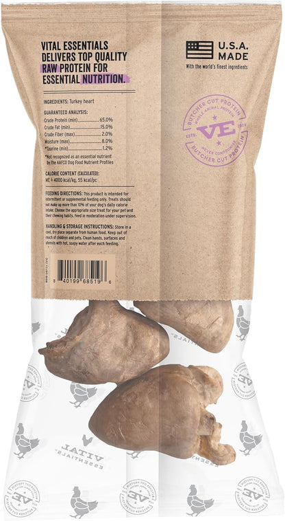 Vital Essentials RAW BAR Freeze-Dried Raw Turkey Hearts Dog Treats | Single Ingredient | Premium Quality | Grain Free Training Treats for Dogs, 1.6 oz Bag