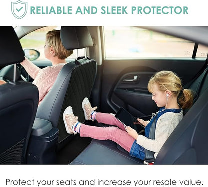 FH Group Faux Leather Auto Seat Back Kick Protectors –2 Pack Diamond Stitched Back Seat Protector for Driver and Passenger Seat, Waterproof, Easy to Clean