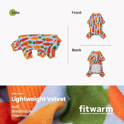 Fitwarm Carrot Dog Flecce Pajamas, Funny Easter Outfit for Small Dogs Boy Girl, Cute Pet Clothes, Blue, Orange, Red, Green, Large