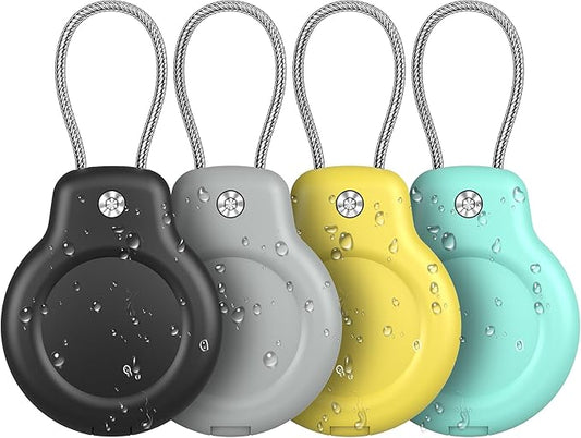 SPGUARD for AirTag Holder Case with Keychain 1st/2nd Air Tags-4 Pack for Apple Air Tag Holder with Wire Cable Lock Key Ring Chain Air Tagholder Accessories for GPS Item Tracker Kids,Keys,Luggage
