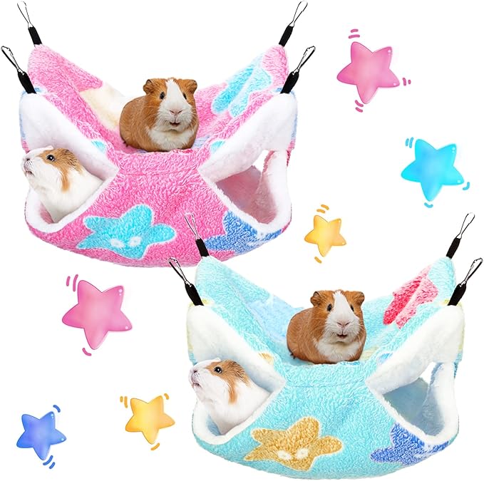 BOAO 2 Pcs Guinea Pig Rat Hammock Guinea Pig Hamster Ferret Hanging Hammock Pig Accessories for Small Animals Chinchilla Parrot Sugar Glider Ferret Squirrel