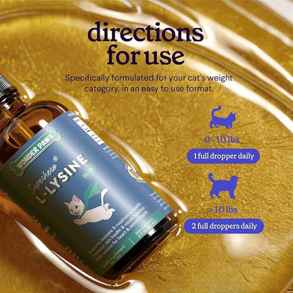 Premium L-Lysine Supplement for Cats – for Immune Support, Sneezing, Runny Nose, Watery Eyes & Nasal Health– 60ML Lysine for Feline Respiratory Support – Cat Lysine Drops with Taurine for Immunity