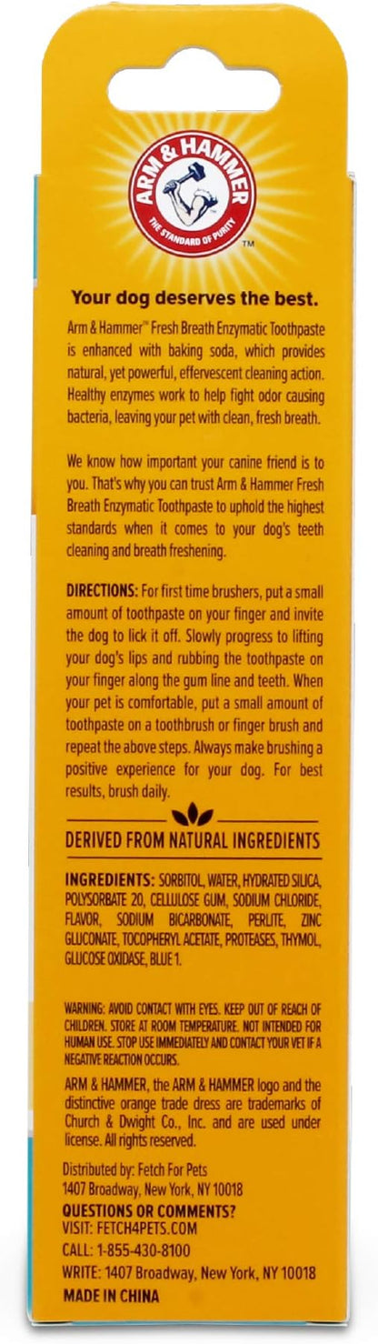 Arm & Hammer for Pets Fresh Breath Enzymatic Dog Toothpaste, Vanilla Ginger Flavor, Safe for Puppies and Adult Dogs, Daily Baking Soda Dental Gel to Eliminate Bad Breath, 2.5 Oz - 72 Pack