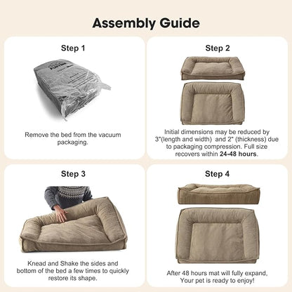 FURTIME Orthopedic Dog Beds Large Sized Dog, Extra Thick Supportive Comfort Pet Sofa, Ergonomic Slant Dog Couch Bed with Removable Washable Cover, Ultra Soft Surface & Non-Slip Bottom, Brown, 38"