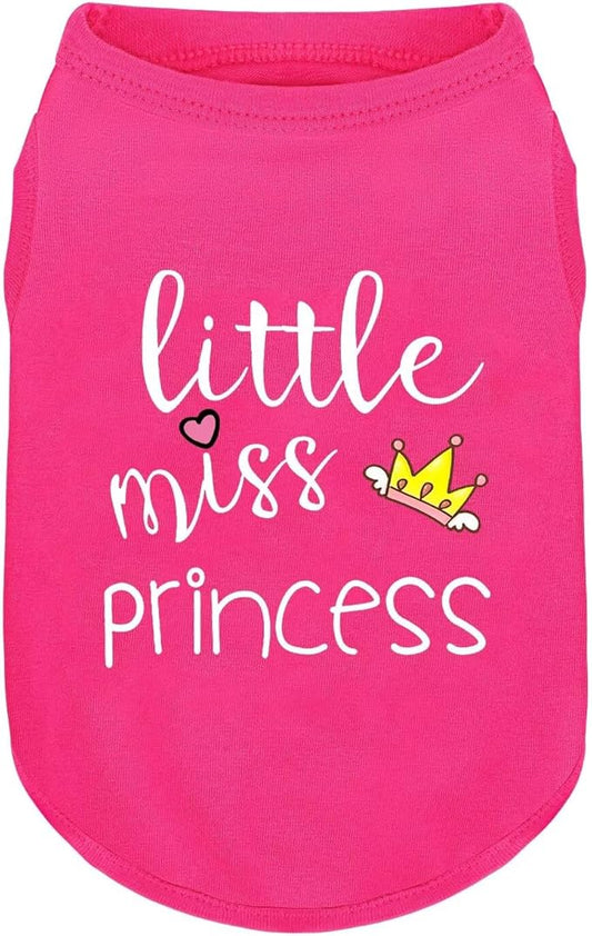 Pink Cotton Dog Shirt with 'Little Miss Princess' Print, Soft & Breathable Pet Apparel for Small to Large Dogs, All-Season Sleeveless Vest, Cute and Comfortable Dog Outfit.Pink Crown XXL