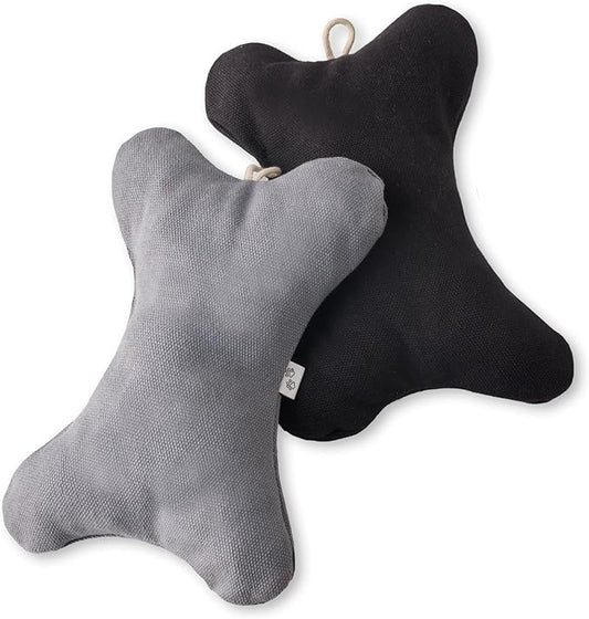 Pet Passion 2-Pack Stuffed Bones Dog Toys Durable Cotton Canvas with Coconut Fill for All Pet Breeds, Gray Ombre, One Size