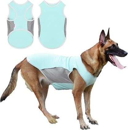 UPF 50+ Sun Protection Dog Shirt for Medium Dogs - Quick-Dry Breathable Sleeveless Vest with Reflective Strips, Sports Fan T-Shirt, Lightweight UV Protective Apparel P23ST00501XXL
