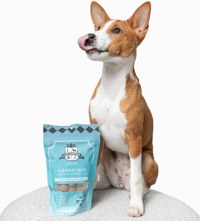 Lord Jameson Everyday Calm Soft & Chewy Organic Dog Treats - Organic Peanut Butter & Soothing Chamomile - No-Bake Recipe - Gluten-Free, Preservative-Free, USDA Certified Organic - Made In USA 6 oz