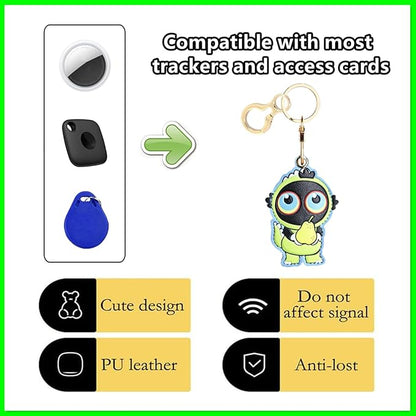 Leather Keychain Holder Case Compatible with AirTag,Cute Protective Cover with Keyring and lanyard,Anti-Scratch Finder GPS Tracker Case for Wallet Keys,bag,pets,Backpack(P)