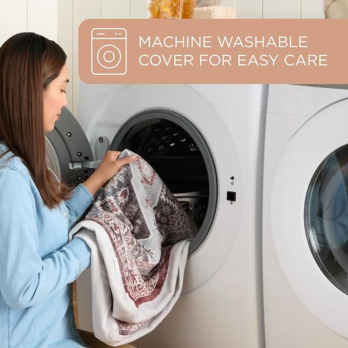 Town & Country Everyday CuddleTown Medallion Everwash® Pillow Pet Bed, Water Repellent Floor Pillow, Machine Washable Cover, Soft & Calming, Red/Greige, Large 44"x34"x4"