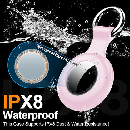1|2|4Pack for Apple AirTag Holder,for Air Tag 2nd &1st Genaretion,Waterproof GPS Tracker Air Tag Keychain with Cover Anti-Scratch Silicone for Air-Tag Case for Pets,Kids,Bags,Luggages-Pink+Purple