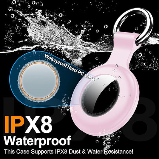 1|2|4Pack for Apple AirTag Holder,for Air Tag 2nd &1st Genaretion,Waterproof GPS Tracker Air Tag Keychain with Cover Anti-Scratch Silicone for Air-Tag Case for Pets,Kids,Bags,Luggages-Pink