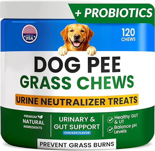 PAWFECTCHEW Green Grass Dog Chews w/Probiotics - Prevent Urine Burning Grass - Dog Pee Grass Spot Saver - Dog Urine Neutralizer for Lawn Treats, UT & Gut Health for Dogs, Lawn Burn from Dog Urine