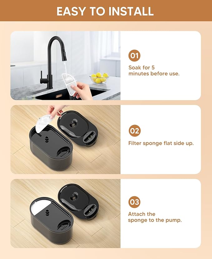 subteenmate Wireless Cat Water Fountain Filters Set, 10 Filters & 2 Pre-Filter Sponges for 3L/101oz Automatic Water Pet Fountain