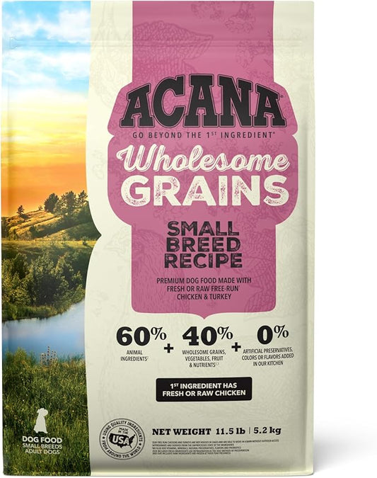 ACANA Wholesome Grains Dry Dog Food Small Breed Recipe Real Chicken Eggs and Turkey 11.5lb Bag