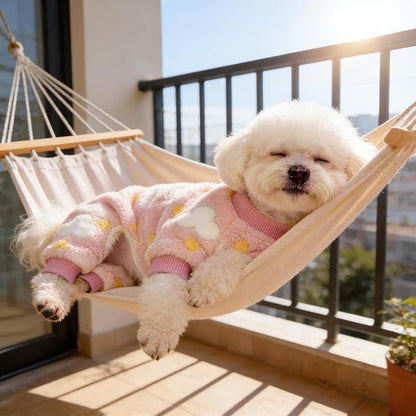 Dog Sweaters for Small Dogs Girl Dog Clothes Fleece Small Dog Pajamas Female Warm Dog Pjs Soft Dog Onesie Heart Chihuahua Clothes Pink Pet Puppy Pajamas, 3XS