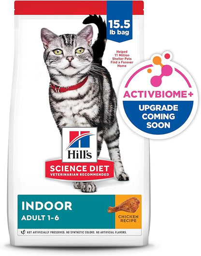 Hill's Science Diet Adult 1-6 Indoor Dry Cat Food, Chicken, 15.5 lb. Bag