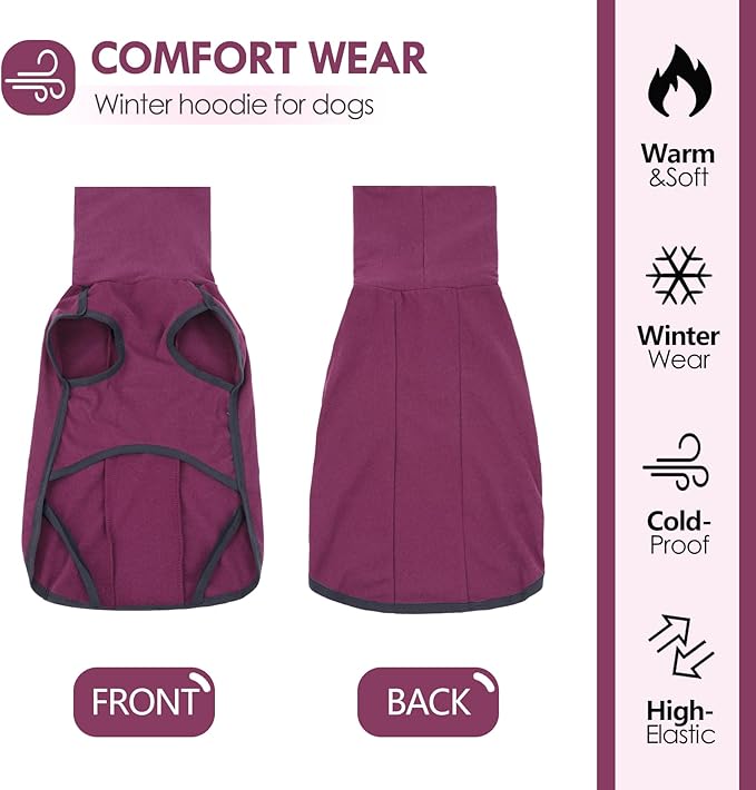 JOHNBOLIN Dog Winter Sweater Vest - Windproof Warm Pullover with High Collar & Leash Hole, Soft Onesie Pajamas for Cold Weather - Pet Apparel for Small/Medium/Large Dogs Indoor/Outdoor Hiking Sleep