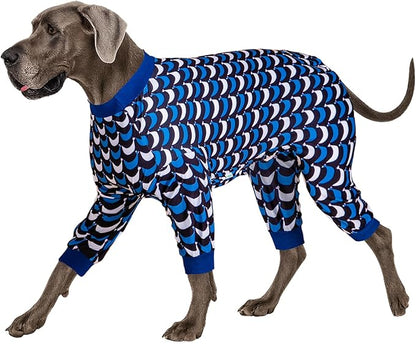LovinPet Jammies for Large Dogs - Anti Licking & Anxiety Calming Dog Shirt, Lightweight Stretchy Summertime Print, Pitbull Shirt, Large Dogs Onesie, Pitbull Clothes, Dog Costume for Parties, Black 3XL
