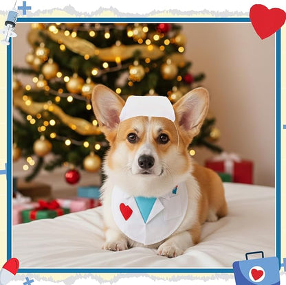 Hillban Dog Doctor Costume Pet Doctor Nurse Cosplay Costume for Large Dogs Cats Puppy Funny Pet Costumes Cosplay Party Vet Clothing Nurse Outfit Cat Apparel Cute Uniform (M)